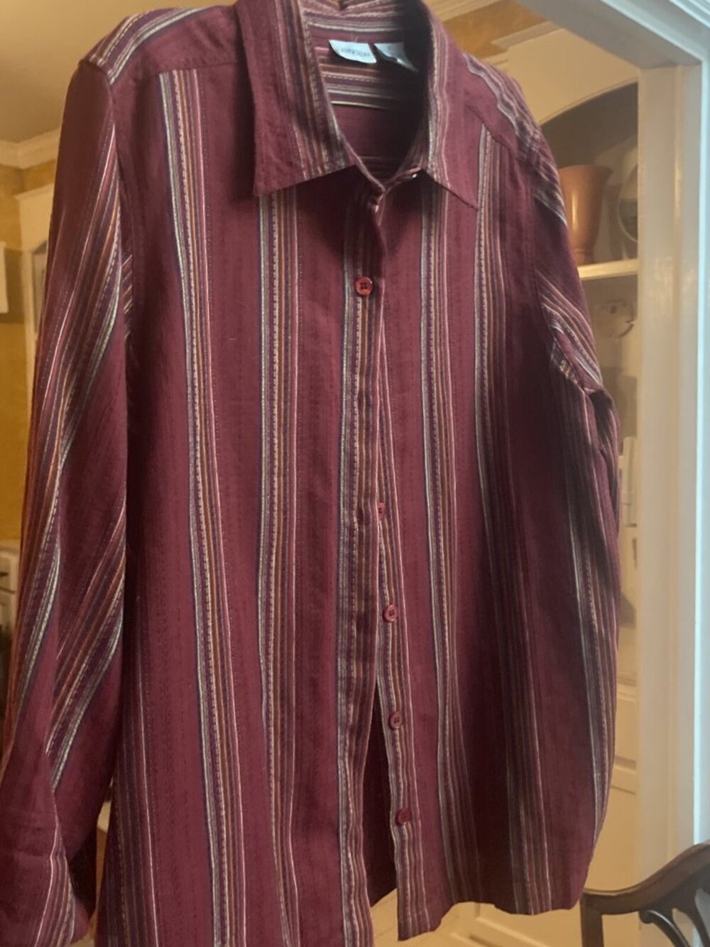 Cabin Creek Button Up Shirt 3/4th Sleeve 100% cotton multi Color red Size 1X